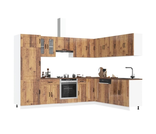 Mueble cocina Kalmar madera vieja 14 pzas madera contrachapada