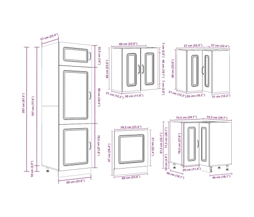 Mueble de cocina Kalmar 14 piezas artesanal roble