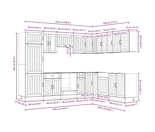 Mueble de cocina Lucca negra 14 piezas madera contrachapada