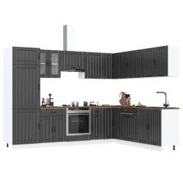 Mueble de cocina Lucca negra 14 piezas madera contrachapada