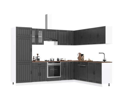 Mueble de cocina Lucca negra 14 piezas madera contrachapada