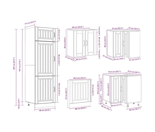 Mueble cocina Lucca roble sonoma 14 pzas madera contrachapada