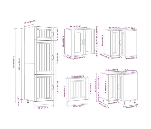 Mueble cocina Lucca gris hormigón 14 pzas madera contrachapada