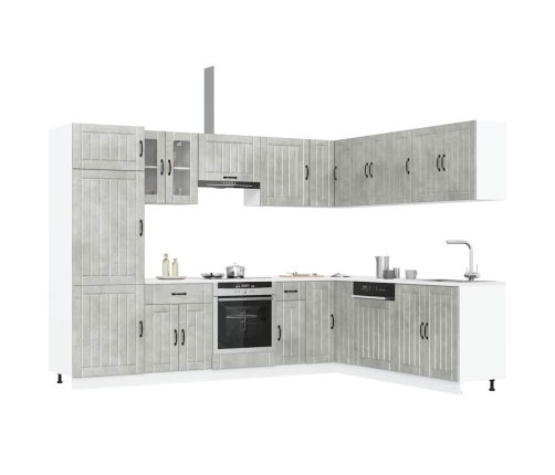 Mueble cocina Lucca gris hormigón 14 pzas madera contrachapada