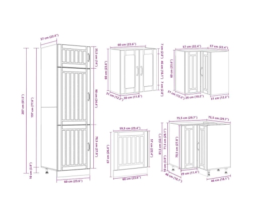 Mueble cocina Lucca roble ahumado 14 pzas madera contrachapada