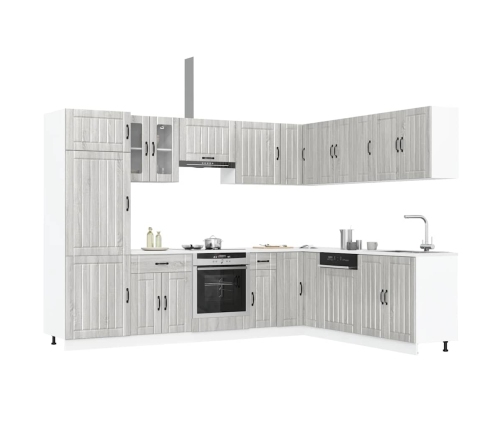 Mueble cocina Lucca sonoma gris 14 pzas madera contrachapada