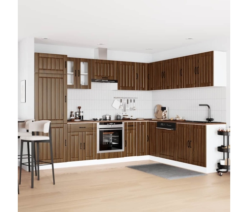 Mueble cocina Lucca roble marrón 14 pzas madera contrachapada