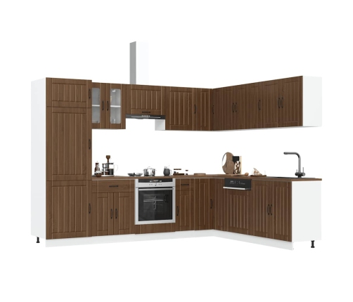 Mueble cocina Lucca roble marrón 14 pzas madera contrachapada