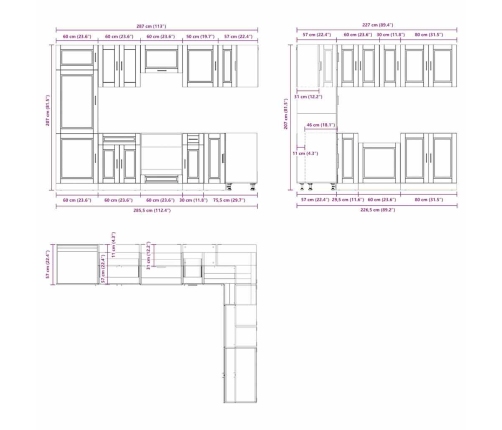 Mueble de cocina Porto negra 14 piezas madera contrachapada