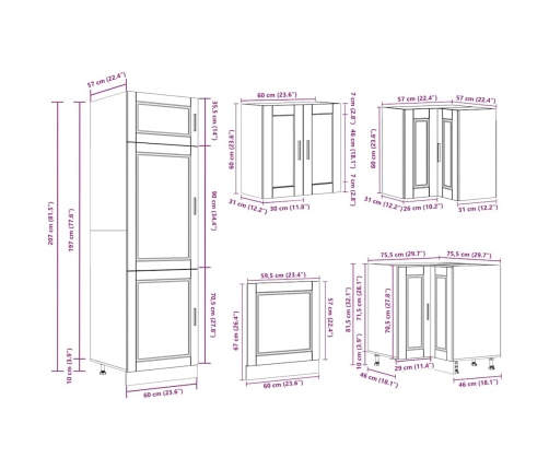 Mueble de cocina Porto negra 14 piezas madera contrachapada