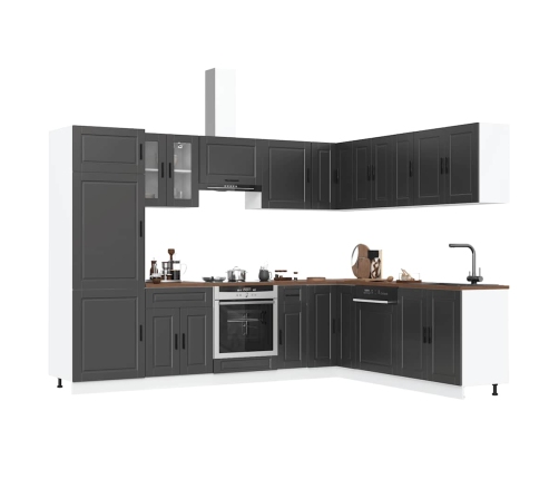 Mueble de cocina Porto negra 14 piezas madera contrachapada