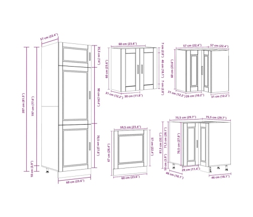 Mueble cocina Porto blanco brillo 14 pzas madera contrachapada