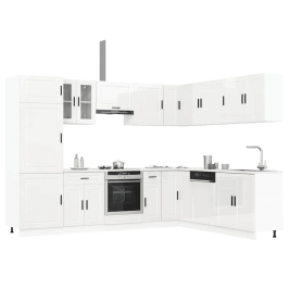 Mueble cocina Porto blanco brillo 14 pzas madera contrachapada