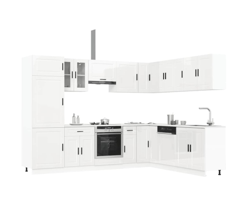 Mueble cocina Porto blanco brillo 14 pzas madera contrachapada