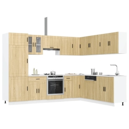 Mueble cocina Porto roble sonoma 14 pzas madera contrachapada