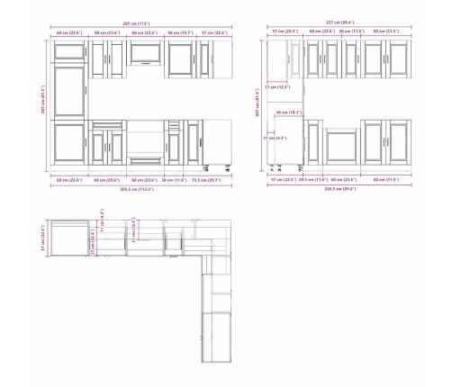 Mueble cocina Porto gris hormigón 14 pzas madera contrachapada