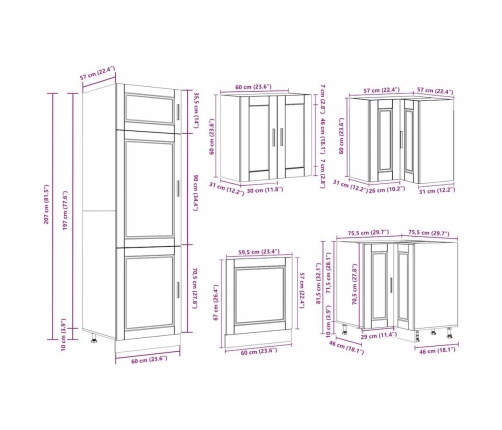 Mueble cocina Porto gris hormigón 14 pzas madera contrachapada