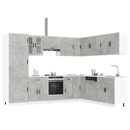 Mueble cocina Porto gris hormigón 14 pzas madera contrachapada