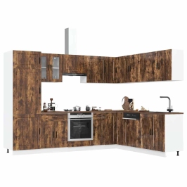 Mueble cocina Porto roble ahumado 14 pzas madera contrachapada