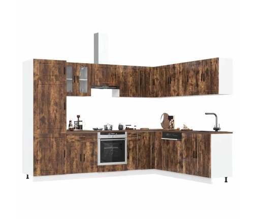 Mueble cocina Porto roble ahumado 14 pzas madera contrachapada