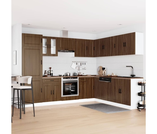 Mueble cocina Porto roble marrón 14 pzas madera contrachapada