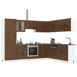 Mueble cocina Porto roble marrón 14 pzas madera contrachapada