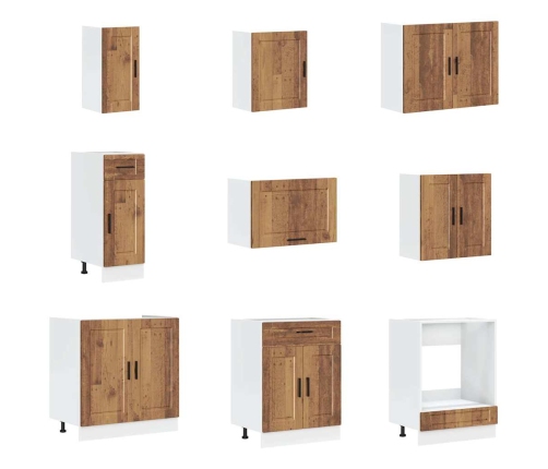 Mueble cocina Porto madera vieja 14 pzas madera contrachapada