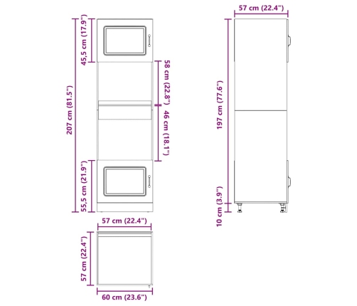 Armarios para horno 2 uds Lucca blanco madera de ingeniería