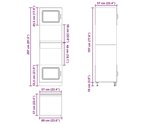 Armarios para horno 2 uds Lucca roble sonoma madera ingeniería