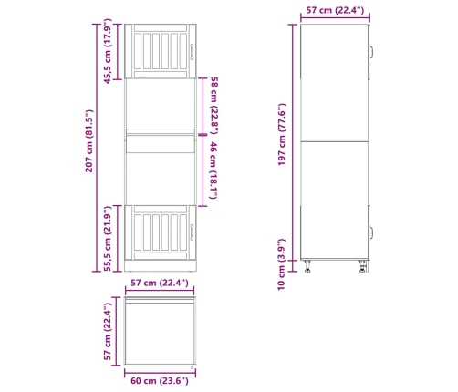 Armarios para horno 2 uds Kalmar gris sonoma madera ingeniería