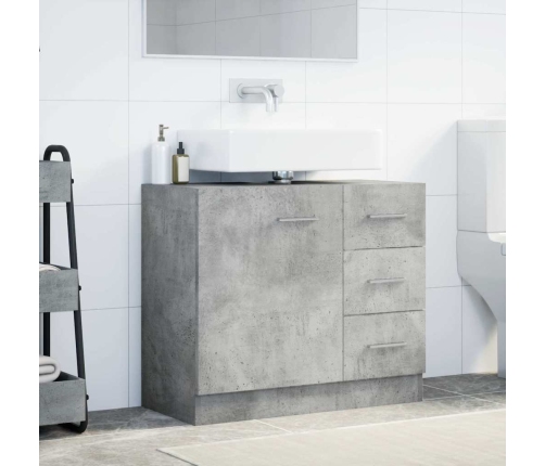 Armario para lavabo contrachapada gris hormigón 63x30x54 cm