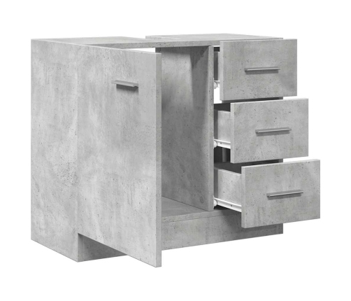 Armario para lavabo contrachapada gris hormigón 63x30x54 cm