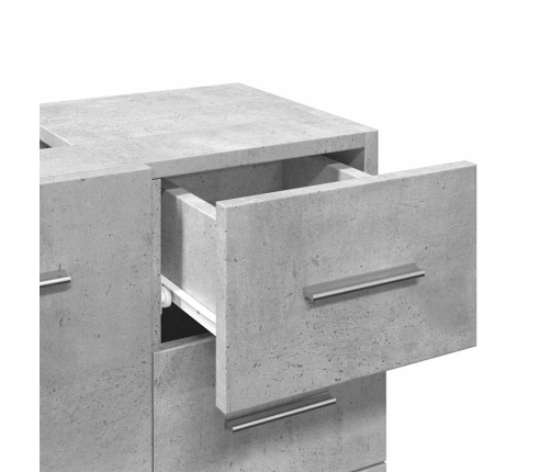 Armario para lavabo contrachapada gris hormigón 63x30x54 cm