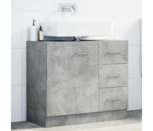 Armario para lavabo contrachapada gris hormigón 63x30x54 cm