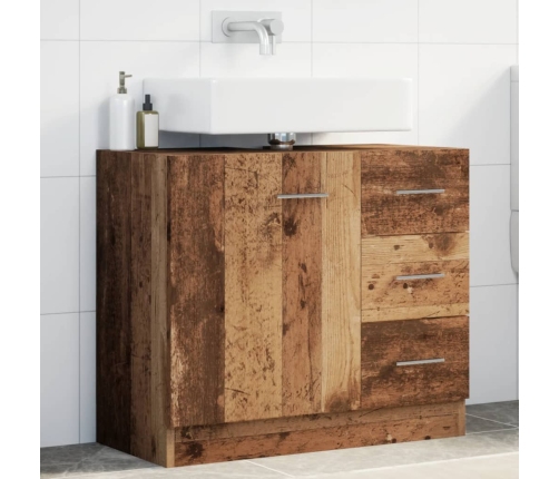 Armario para lavabo madera ingeniería envejecida 63x30x54 cm