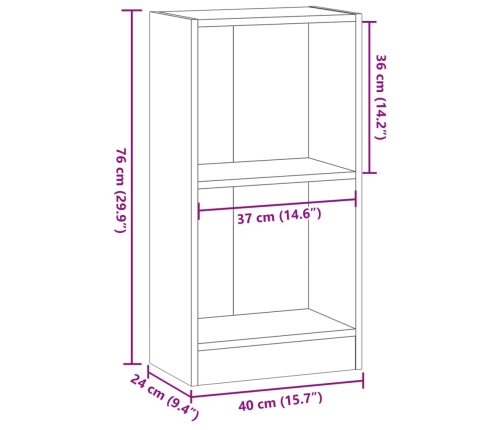 Estantería madera de ingeniería roble ahumado 40x24x76 cm