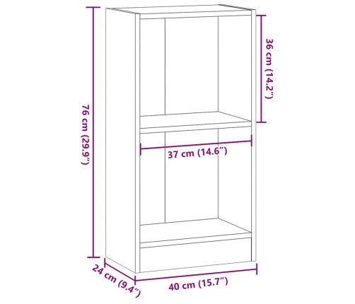 Estantería de madera de ingeniería gris Sonoma 40x24x76 cm