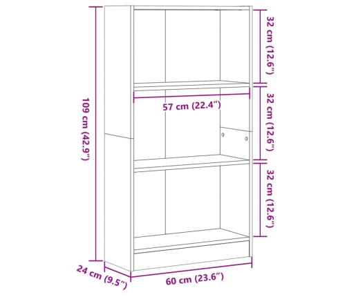 Estantería de madera de ingeniería blanca 60x24x109 cm