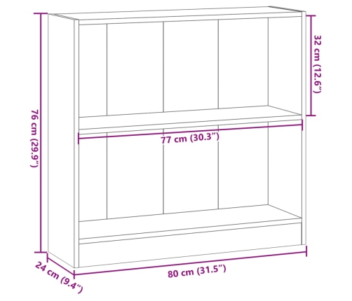 Estantería madera de ingeniería roble ahumado 80x24x76 cm