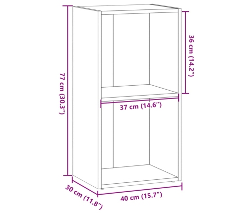 Estantería madera de ingeniería roble ahumado 40x30x77 cm