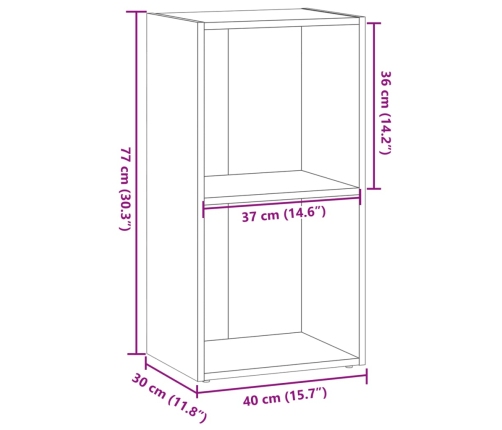 Estantería de madera de ingeniería gris Sonoma 40x30x77 cm