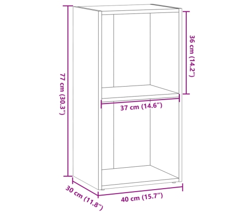 Estantería de madera de ingeniería marrón roble 40x30x77 cm