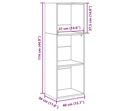 Estantería de madera de ingeniería blanca 40x30x114 cm