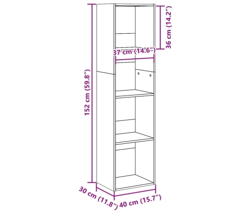 Estantería de madera de ingeniería roble Sonoma 40x30x152 cm