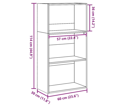 Estantería de madera de ingeniería gris Sonoma 60x30x114 cm