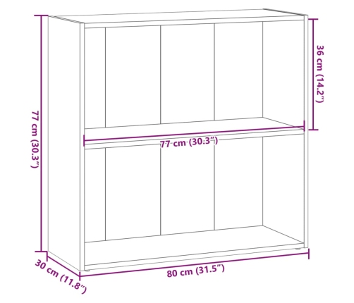 Estantería madera de ingeniería roble ahumado 80x30x77 cm