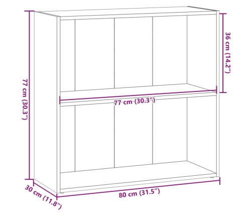 Estantería de madera de ingeniería gris Sonoma 80x30x77 cm