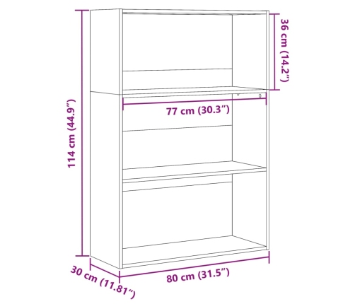 Estantería de madera de ingeniería roble artisian 80x30x114 cm