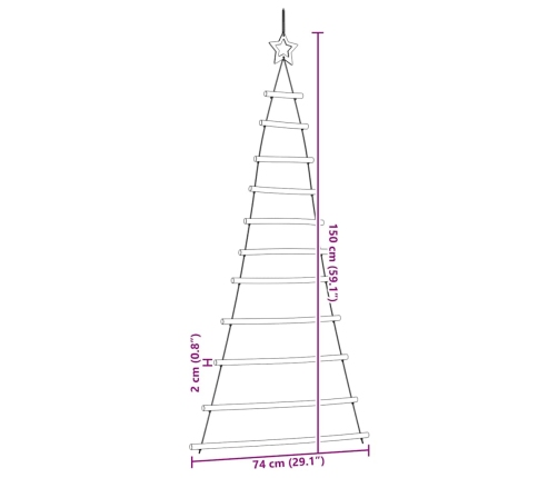 Árbol de Navidad con Estrella Superior 74x150 cm Rama Natural