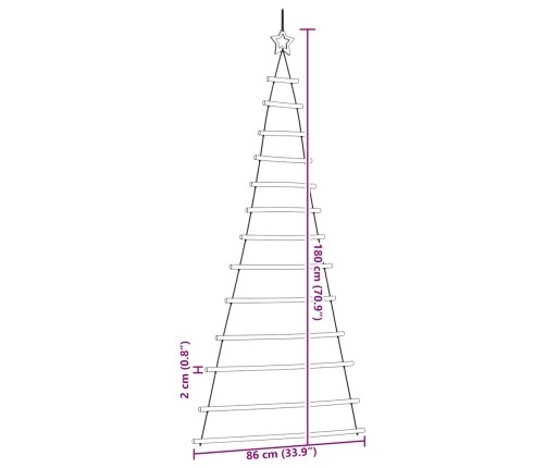 Árbol de Navidad con Estrella Superior 86x180 cm Rama Natural